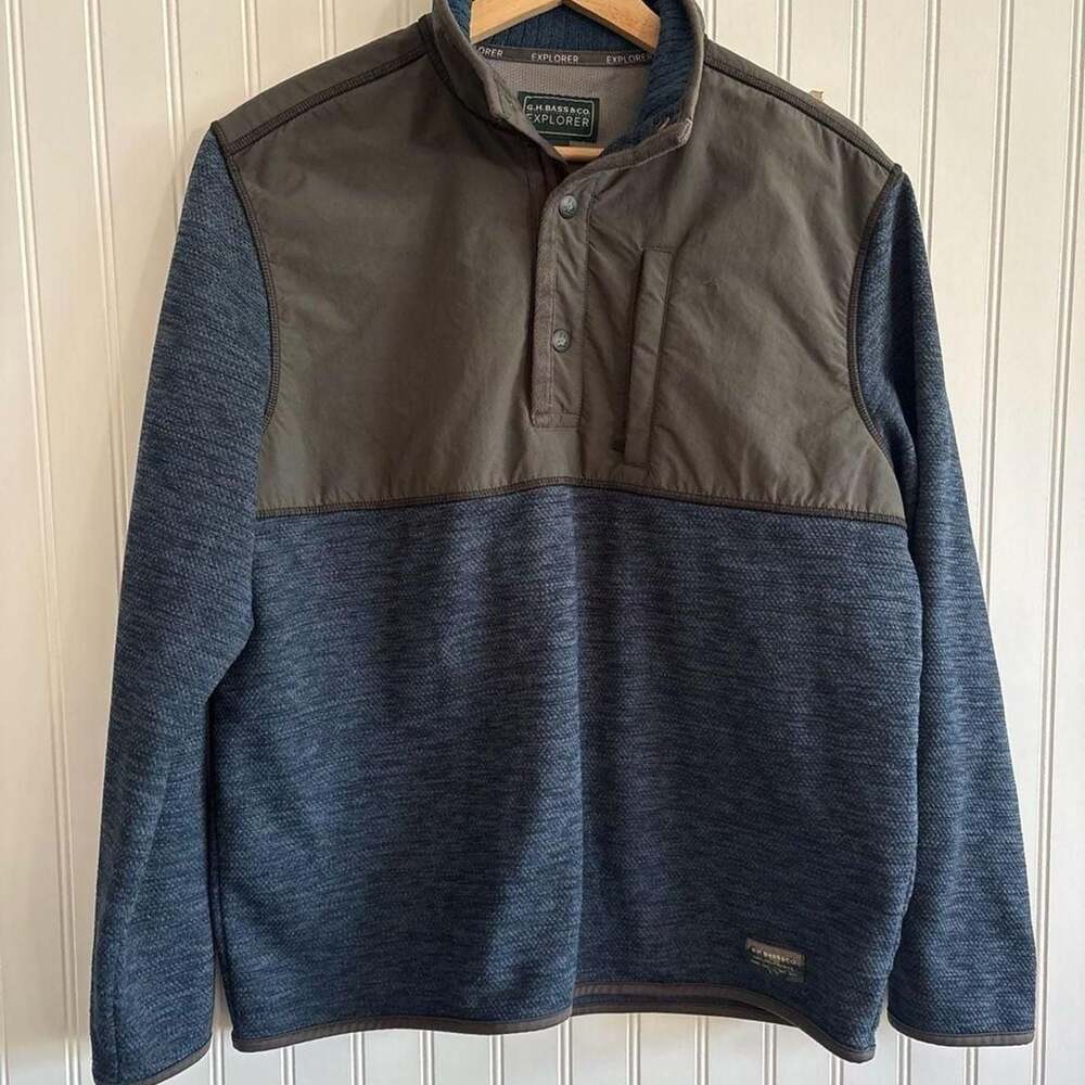 G.H. Bass & Co. Explorer Series 1/4 Snap Mixed Media Pullover Jacket Medium
